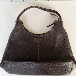 Kate Spade Brown Leather Purse / Handbag with Green Tropical Lining